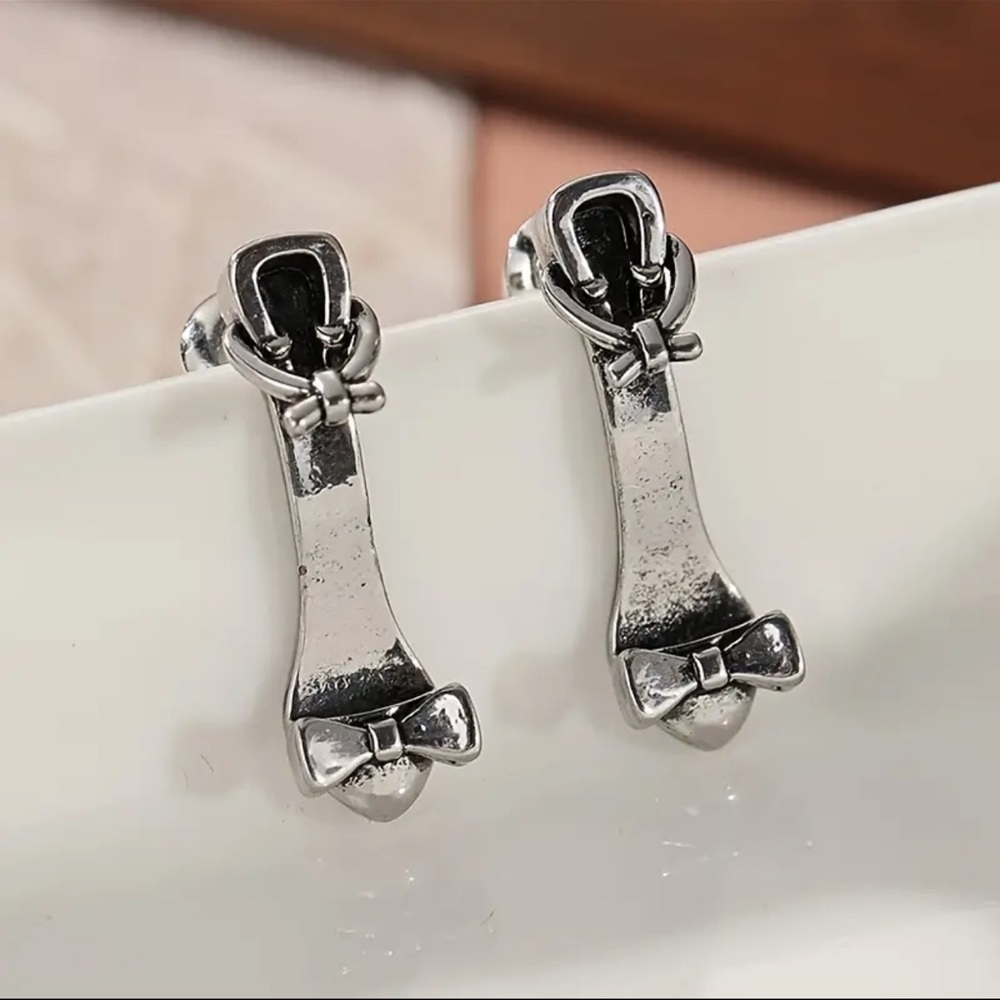 Silver Sandal and Bow Earrings